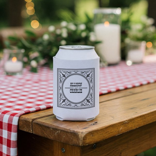 Vintage Western Cowboy Country Wedding Can Cooler (Creator Uploaded)