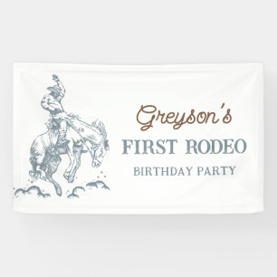 Vintage Western Cowboy First Rodeo 1st Birthday Banner
