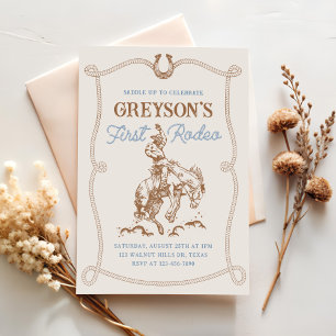 Vintage Western Cowboy First Rodeo 1st Birthday Invitation