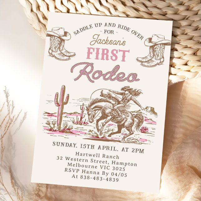 Vintage Western Cowboy First Rodeo Invitation  (Creator Uploaded)