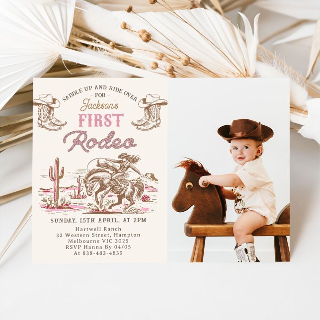 Vintage Western Cowboy First Rodeo Invitation  (Creator Uploaded)