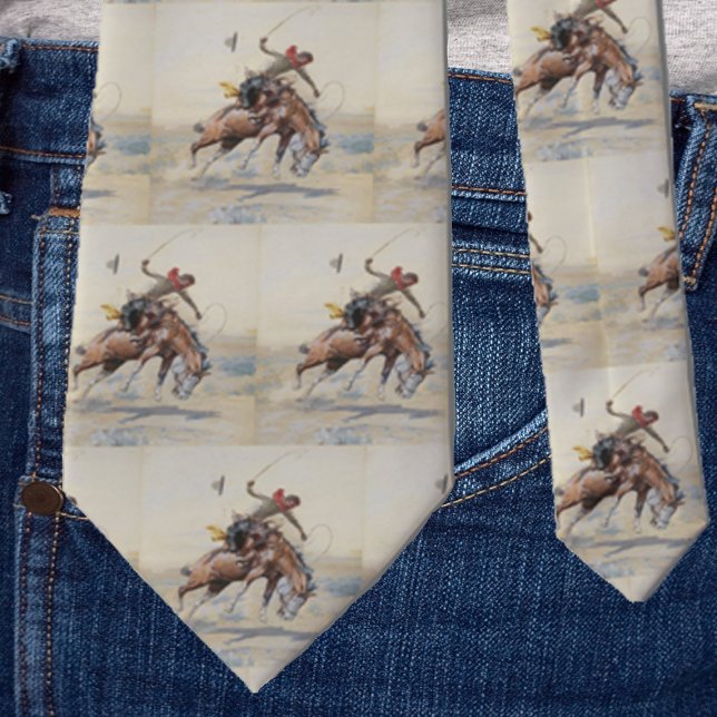 Vintage Western Cowboy On Bucking Horse Tie (Creator Uploaded)