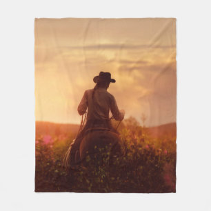 Vintage western cowboy portrait fleece blanket