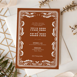 Vintage Western Cowboy Rustic Country Wedding Invitation