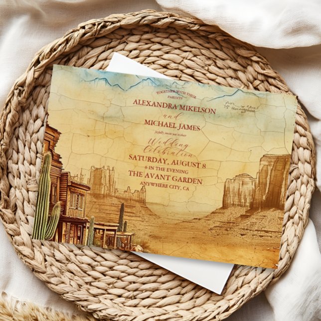 Vintage Western Cowboy Rustic Country Wedding Invitation (Creator Uploaded)