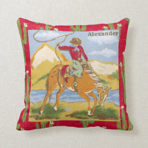 Vintage Western Cowboy Wild West Cushion