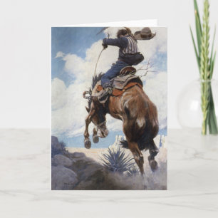 Vintage Western Cowboys, Bucking by NC Wyeth Card