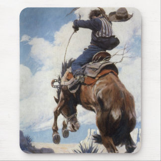 Vintage Western Cowboys, Bucking by NC Wyeth Mouse Pad