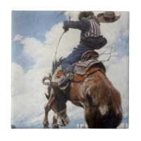 Vintage Western Cowboys, Bucking by NC Wyeth