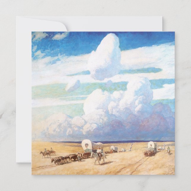 Vintage Western Cowboys, Covered Wagons by Wyeth (Front)