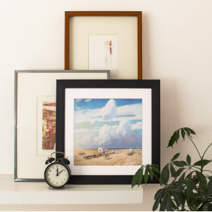 Vintage Western Cowboys, Covered Wagons by Wyeth Poster