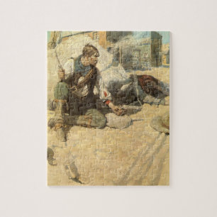 Vintage Western Cowboys, Hopalong by NC Wyeth Jigsaw Puzzle