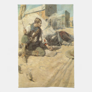 Vintage Western Cowboys, Hopalong by NC Wyeth Tea Towel