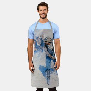 Vintage Western Cowboys, In the Corral by NC Wyeth Apron