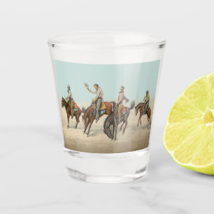 Vintage Western Cowboys On Bucking Horses Shot Glass