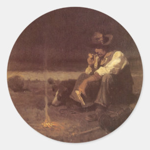 Vintage Western Cowboys, Plains Herder by NC Wyeth Classic Round Sticker