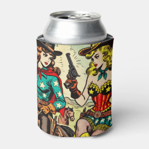Vintage Western Cowgirl Comics Can Cooler