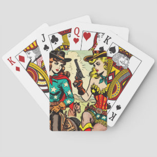 Vintage Western Cowgirl Comics Playing Cards
