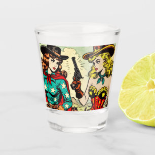 Vintage Western Cowgirl Comics Shot Glass