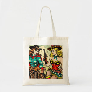Vintage Western Cowgirl Comics Tote Bag