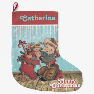 Vintage Western Cowgirl Kid and Christmas Stocking