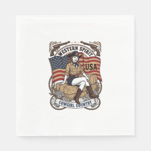 Vintage Western Cowgirl Patriotic Shirt Design_1 Napkin