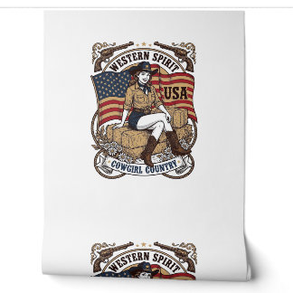 Vintage Western Cowgirl Patriotic Shirt Design_1 Wallpaper