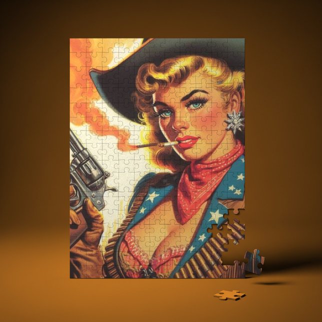 Vintage Western Cowgirl Pin Up Jigsaw Puzzle (Creator Uploaded)