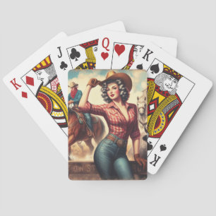 Vintage Western Cowgirl Playing Cards