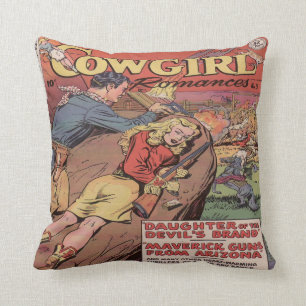 Vintage Western Cowgirl Romance Cushion
