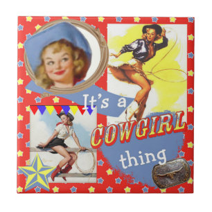 Vintage Western Cowgirl Thing Tile