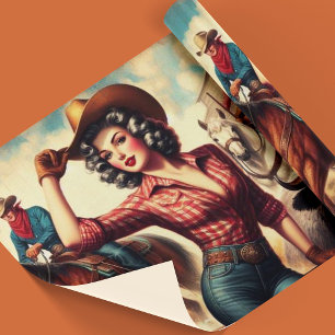 Vintage Western Cowgirl Wrapping Paper