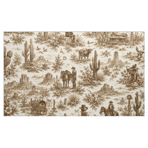 Vintage Western Desert Toile Seamless Pattern Fabric