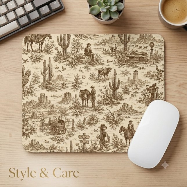Vintage Western Desert Toile Seamless Pattern Mouse Pad (Vintage Western Desert Toile Seamless Pattern Mouse Pad)