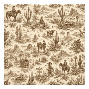 Vintage Western Desert Toile Seamless Pattern Photo Print