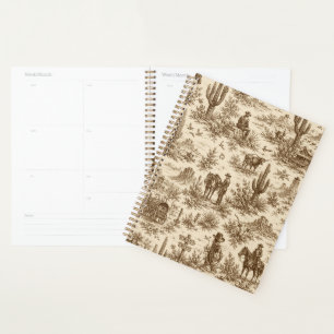 Vintage Western Desert Toile Seamless Pattern Planner