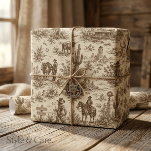 Vintage Western Desert Toile Seamless Pattern Wrapping Paper