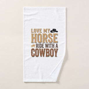 Vintage Western Horse and Cowboy Quote Shirt Desig Hand Towel