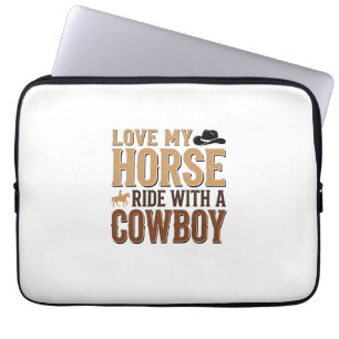 Vintage Western Horse and Cowboy Quote Shirt Desig Laptop Sleeve