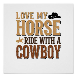 Vintage Western Horse and Cowboy Quote Shirt Desig Poster