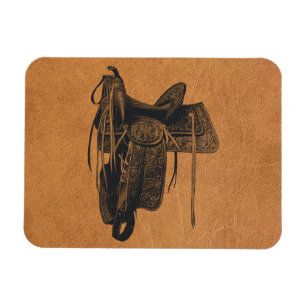 Vintage Western Horse Saddle Flexible Magnet