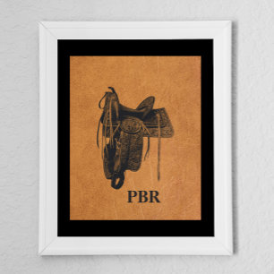 Vintage Western Horse Saddle Monogram Poster