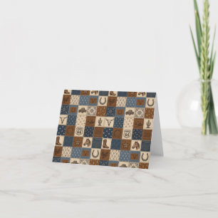 Vintage Western Patchwork Quilt Pattern Thank You Card
