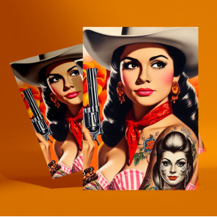 Vintage Western Pin-up Postcard