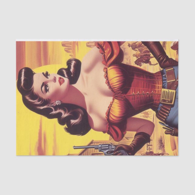Vintage Western Pin-up Tissue Paper (Front)