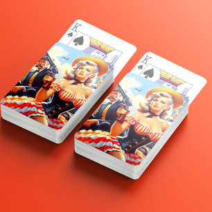 Vintage Western Pulp Girl Playing Cards