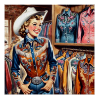 Vintage Western Retro Cowgirl Shirt Shopping 