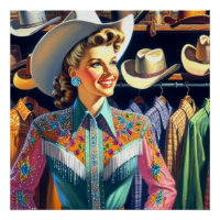 Vintage Western Retro Cowgirl Shirt Shopping 