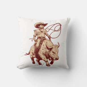 Vintage Western Ride Proud Little Cowboy Cushion