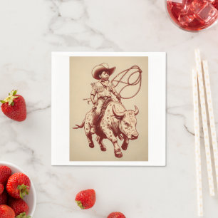 Vintage Western Ride Proud Little Cowboy Napkin